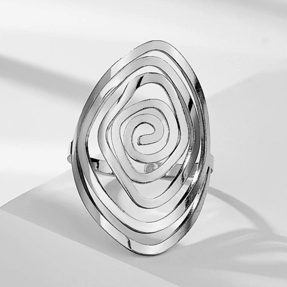 Silver Swirl Statement Boho Ring - Picture 5 of 5